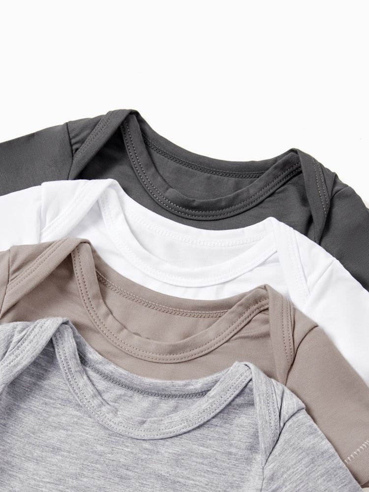 Baby Boy/Girl 4-Piece Modal Solid Color Rompers Set White