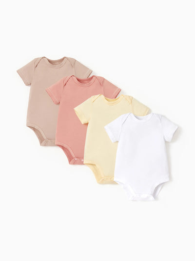 Ensemble 4 pièces barboteuses en modal uni pour bébé garçon/fille, jaune pâle