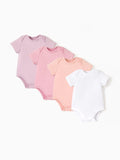 Baby Boy/Girl 4-Piece Modal Solid Color Rompers Set Pink