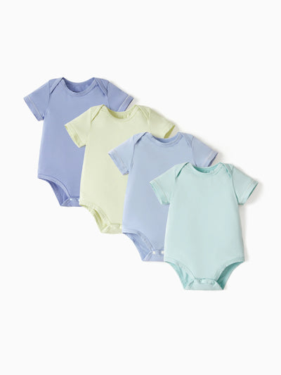 Ensemble 4 pièces barboteuses en modal de couleur unie pour bébé garçon/fille, vert clair