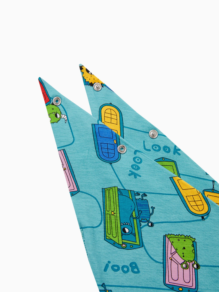 Pyjama familial en bambou imprimé dessin animé, ensemble de pyjama assorti à manches courtes (ajusté pour les enfants) vert