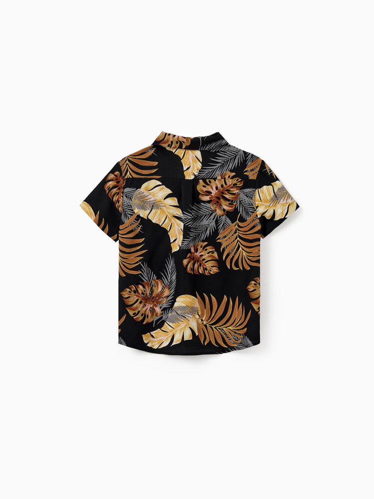 Ensemble de plage à imprimé floral assorti pour toute la famille, chemise à manches courtes ou haut caraco et pantalon large pour les vacances d'été, noir et blanc