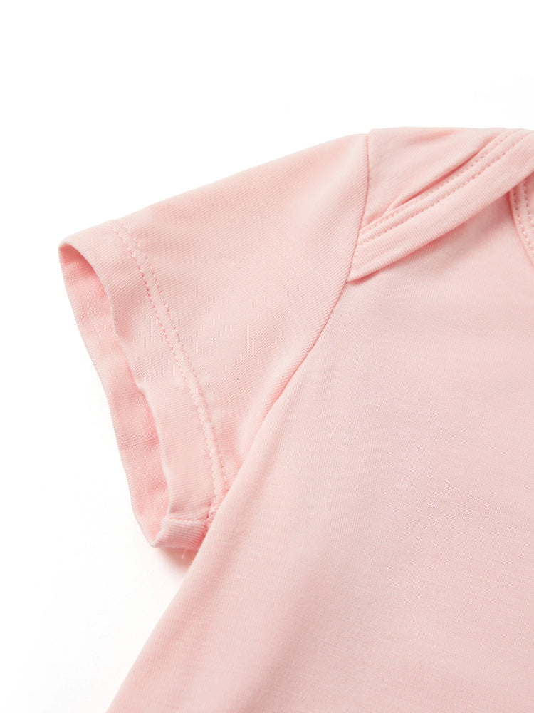 Barboteuse décontractée en bambou pour bébé garçon/fille, rose