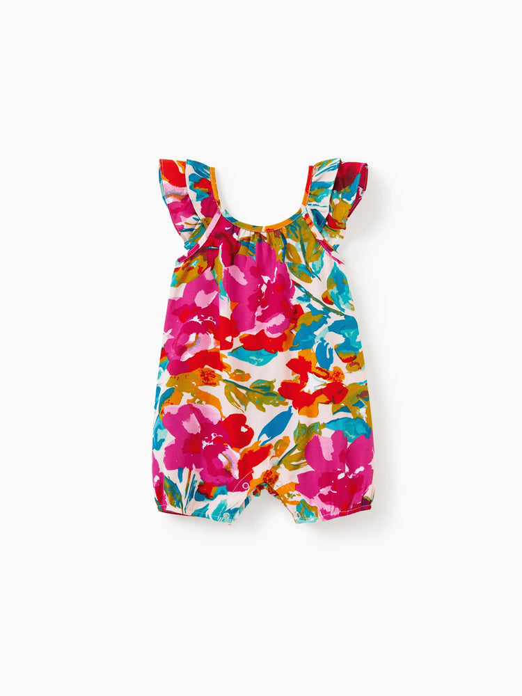 Colorful Family Matching Outfits sSleeveless Strap Top and Skirt Co-ord Set & Shirt Sets Summer Vacation Clothe for Beach, Photoshoots, Travel Hot Pink