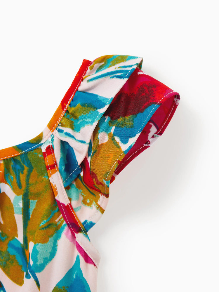 Colorful Mommy & me Outfits Sleeveless Strap Top and Skirt Co-ord Set & Shirt Sets Summer Vacation Clothe for Beach, Photoshoots, Travel Hot Pink