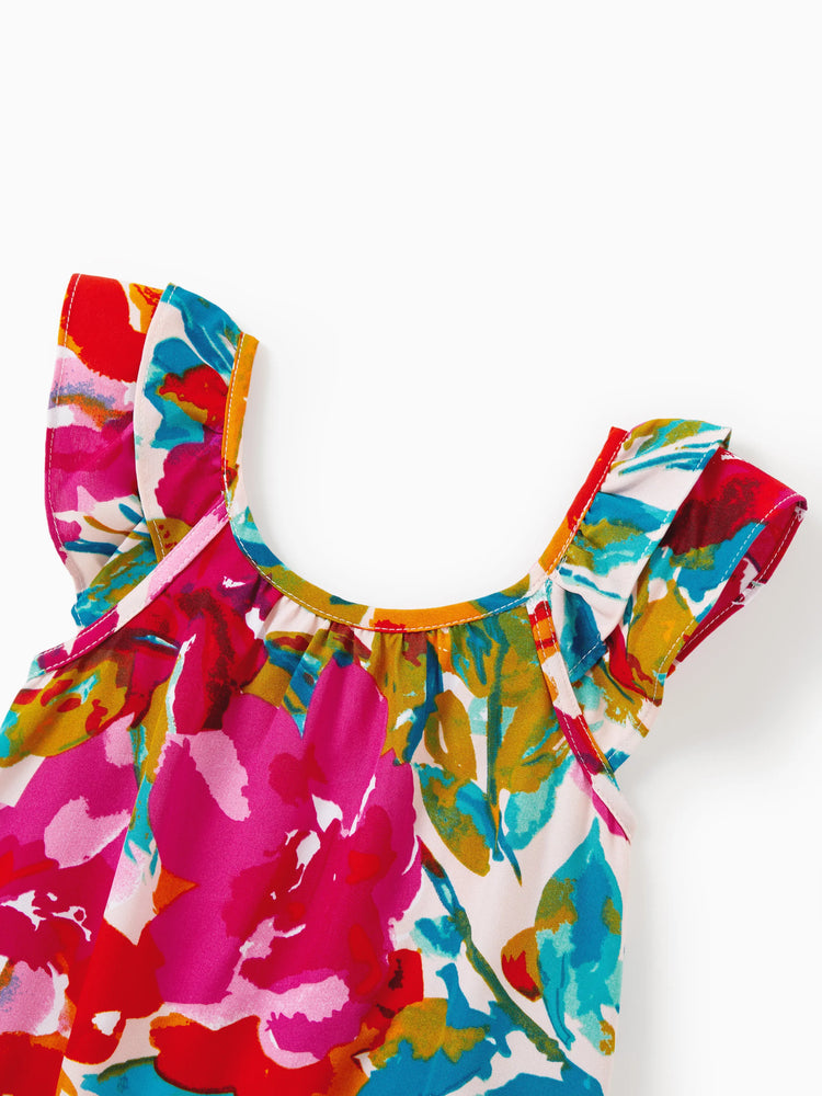 Colorful Mommy & me Outfits Sleeveless Strap Top and Skirt Co-ord Set & Shirt Sets Summer Vacation Clothe for Beach, Photoshoots, Travel Hot Pink