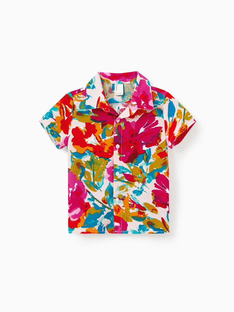 Colorful Family Matching Outfits sSleeveless Strap Top and Skirt Co-ord Set & Shirt Sets Summer Vacation Clothe for Beach, Photoshoots, Travel Hot Pink