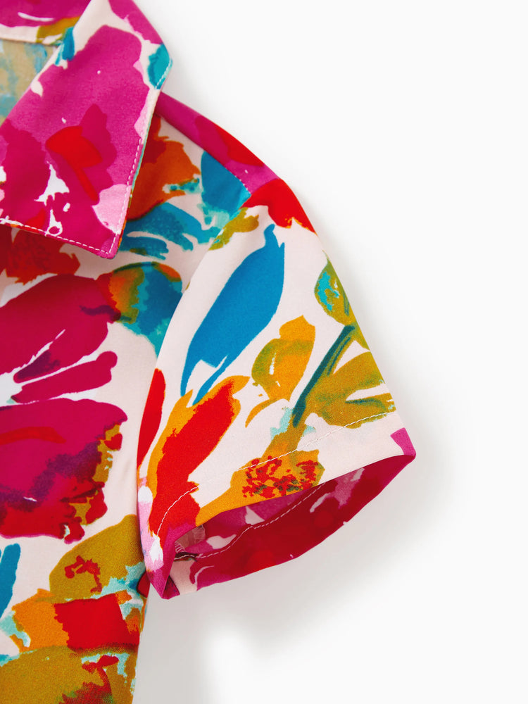 Colorful Family Matching Outfits sSleeveless Strap Top and Skirt Co-ord Set & Shirt Sets Summer Vacation Clothe for Beach, Photoshoots, Travel Hot Pink