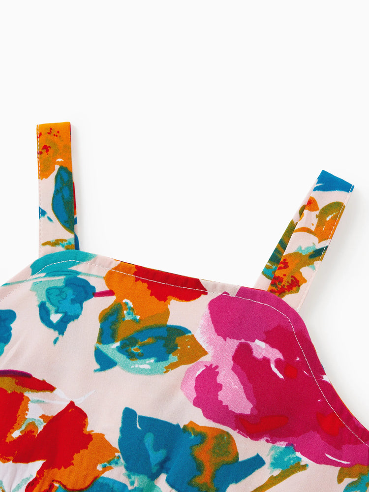 Colorful Family Matching Outfits sSleeveless Strap Top and Skirt Co-ord Set & Shirt Sets Summer Vacation Clothe for Beach, Photoshoots, Travel Hot Pink