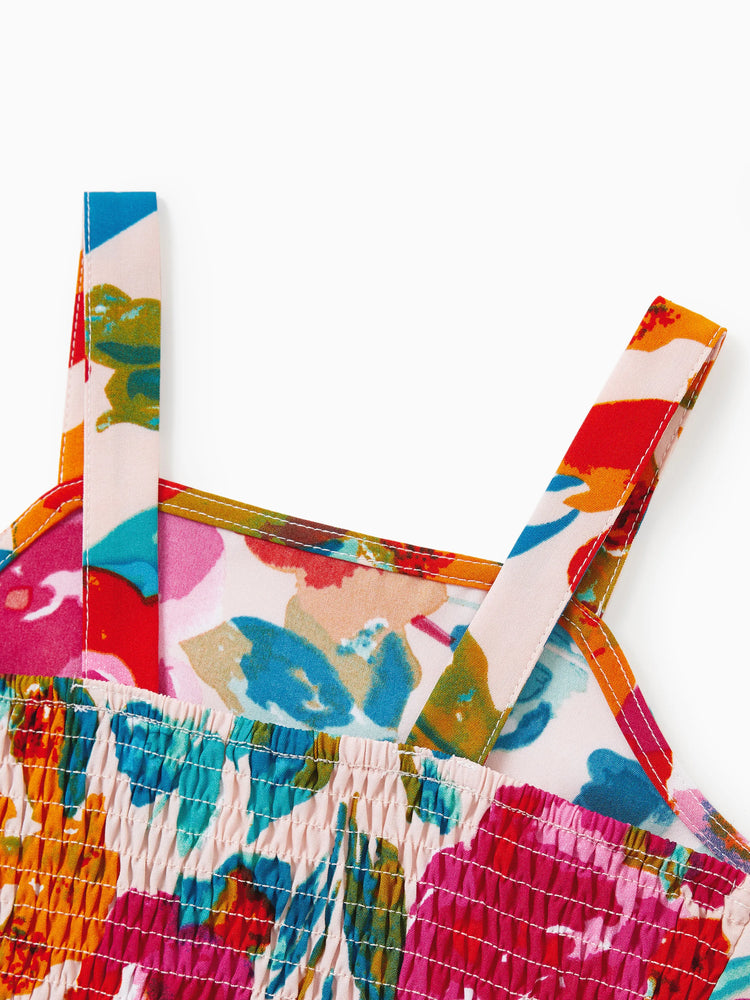 Daddy & Daughter Colorful Outfits Sleeveless Strap Top and Skirt Co-ord Set & Shirt Sets Summer Vacation Clothe for Beach, Photoshoots, Travel Hot Pink