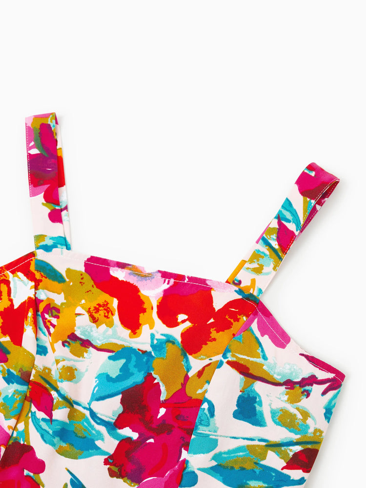 Colorful Mommy & me Outfits Sleeveless Strap Top and Skirt Co-ord Set & Shirt Sets Summer Vacation Clothe for Beach, Photoshoots, Travel Hot Pink