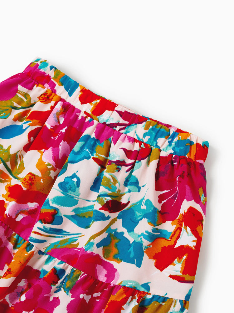 Colorful Family Matching Outfits sSleeveless Strap Top and Skirt Co-ord Set & Shirt Sets Summer Vacation Clothe for Beach, Photoshoots, Travel Hot Pink