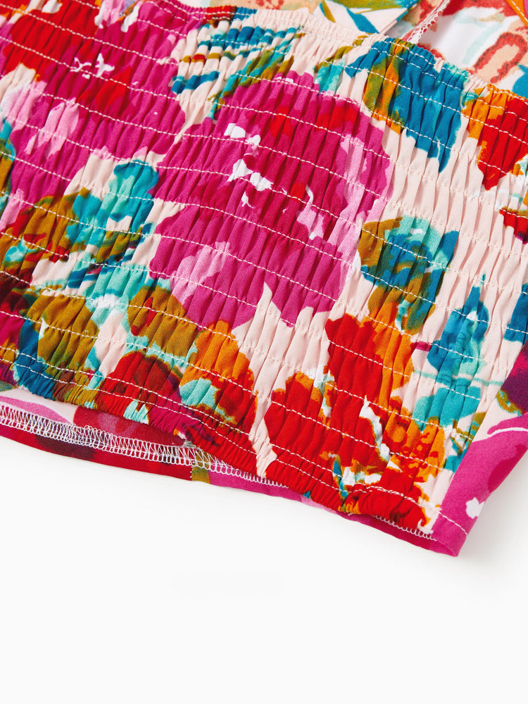 Colorful Family Matching Outfits sSleeveless Strap Top and Skirt Co-ord Set & Shirt Sets Summer Vacation Clothe for Beach, Photoshoots, Travel Hot Pink