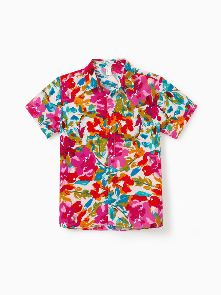 Daddy & Daughter Colorful Outfits Sleeveless Strap Top and Skirt Co-ord Set & Shirt Sets Summer Vacation Clothe for Beach, Photoshoots, Travel Hot Pink