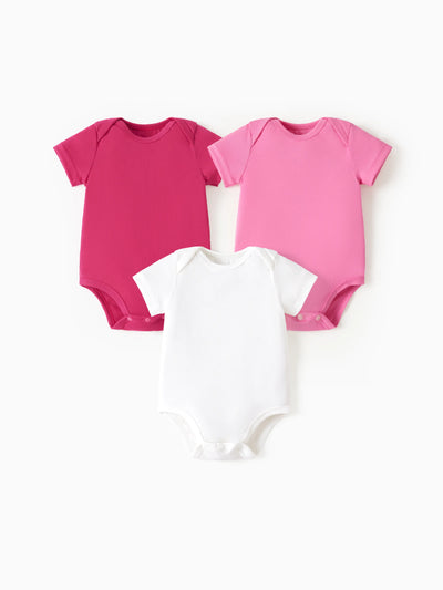 Lot de 3 barboteuses en lyocell de couleur unie pour bébé garçon/fille, rouge brique