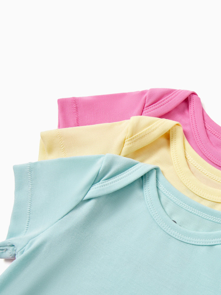 Lot de 3 barboteuses en lyocell de couleur unie pour bébé garçon/fille, rose