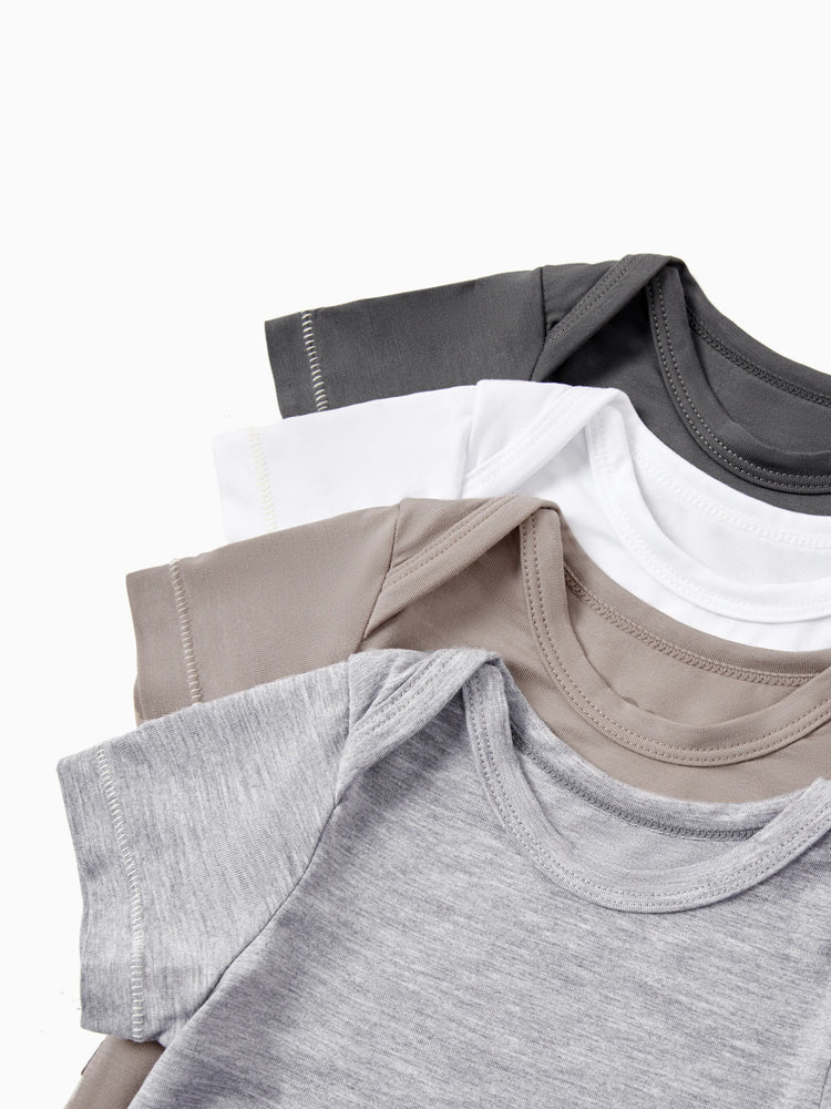 Baby Boy/Girl 4-Piece Modal Solid Color Rompers Set White