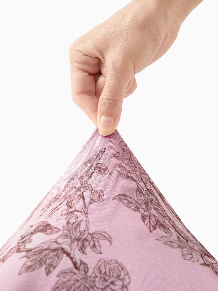 Pyjama bébé garçon/fille en laine à imprimé végétal, fermeture éclair, coupe ajustée, rose