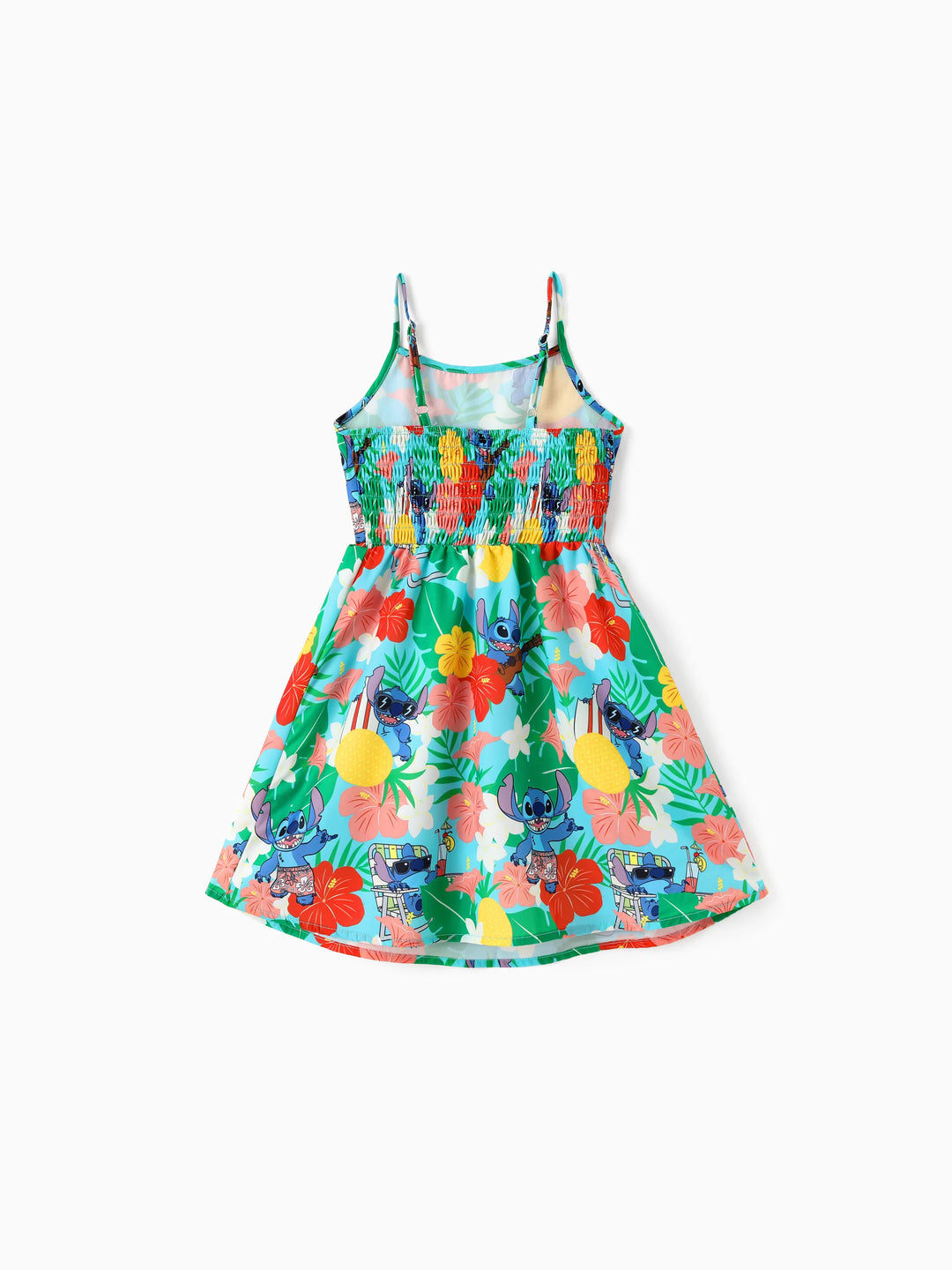 Disney Stitch Family passendes Kleid / Hemd mit tropischem Print grün