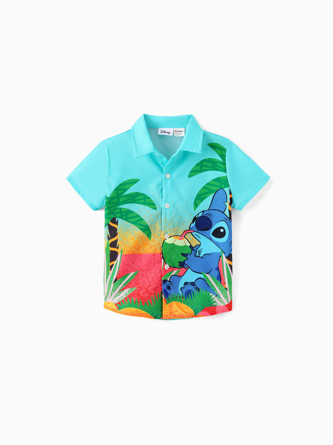 Disney Stitch Family passendes Kleid / Hemd mit tropischem Print grün