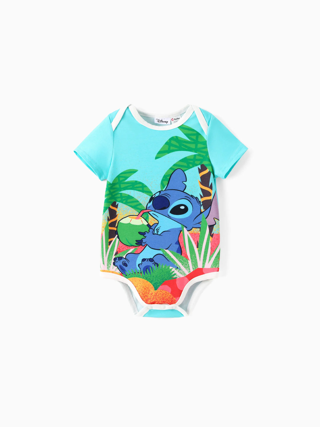 Disney Stitch Family passendes Kleid / Hemd mit tropischem Print grün