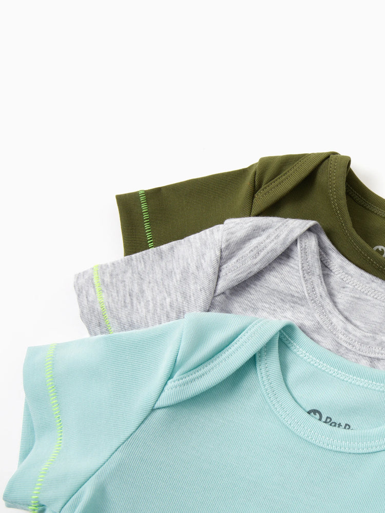 Lot de 3 barboteuses en lyocell de couleur unie pour bébé garçon/fille, vert foncé