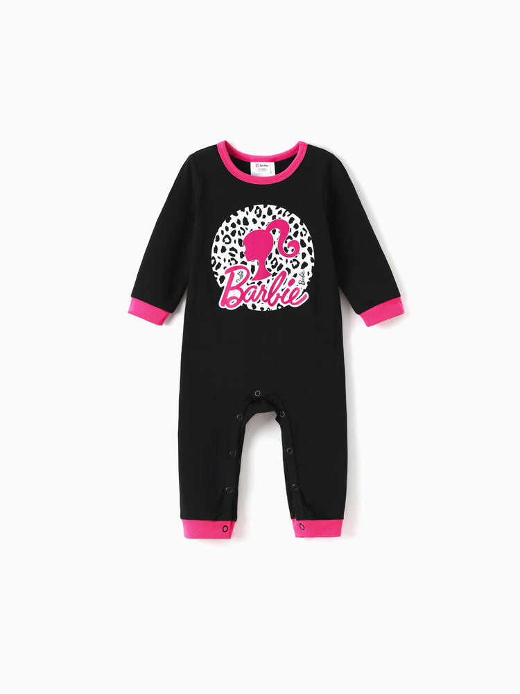 Lot de 2 combinaisons enfantines en coton rose vif pour bébé fille Barbie