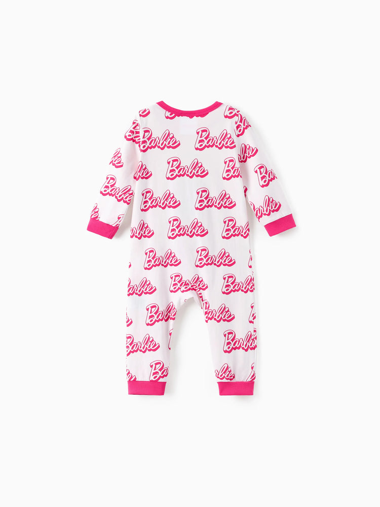Lot de 2 combinaisons enfantines en coton rose vif pour bébé fille Barbie