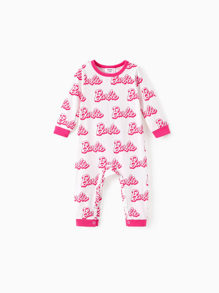 Lot de 2 combinaisons enfantines en coton rose vif pour bébé fille Barbie