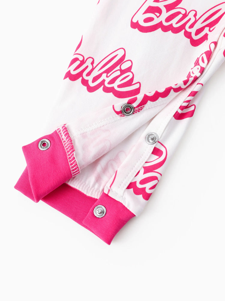 Lot de 2 combinaisons enfantines en coton rose vif pour bébé fille Barbie