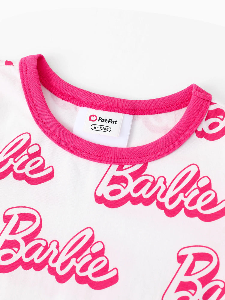 Lot de 2 combinaisons enfantines en coton rose vif pour bébé fille Barbie