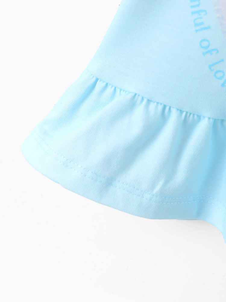 Pijama informal con volantes de Peppa Pig para niña pequeña, color azul claro