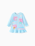 Pijama informal con volantes de Peppa Pig para niña pequeña, color azul claro
