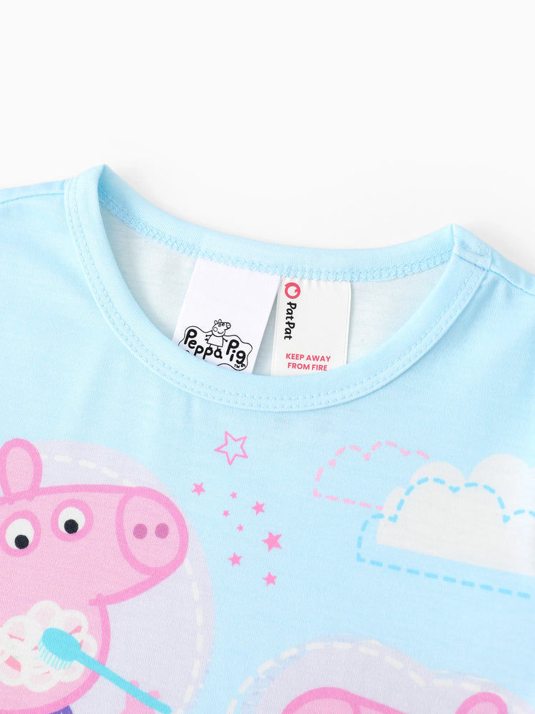 Pijama informal con volantes de Peppa Pig para niña pequeña, color azul claro