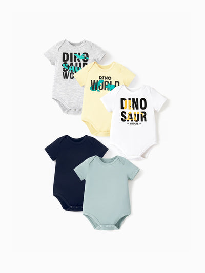 5-pack bamboo baby casual rompers, deep blue.