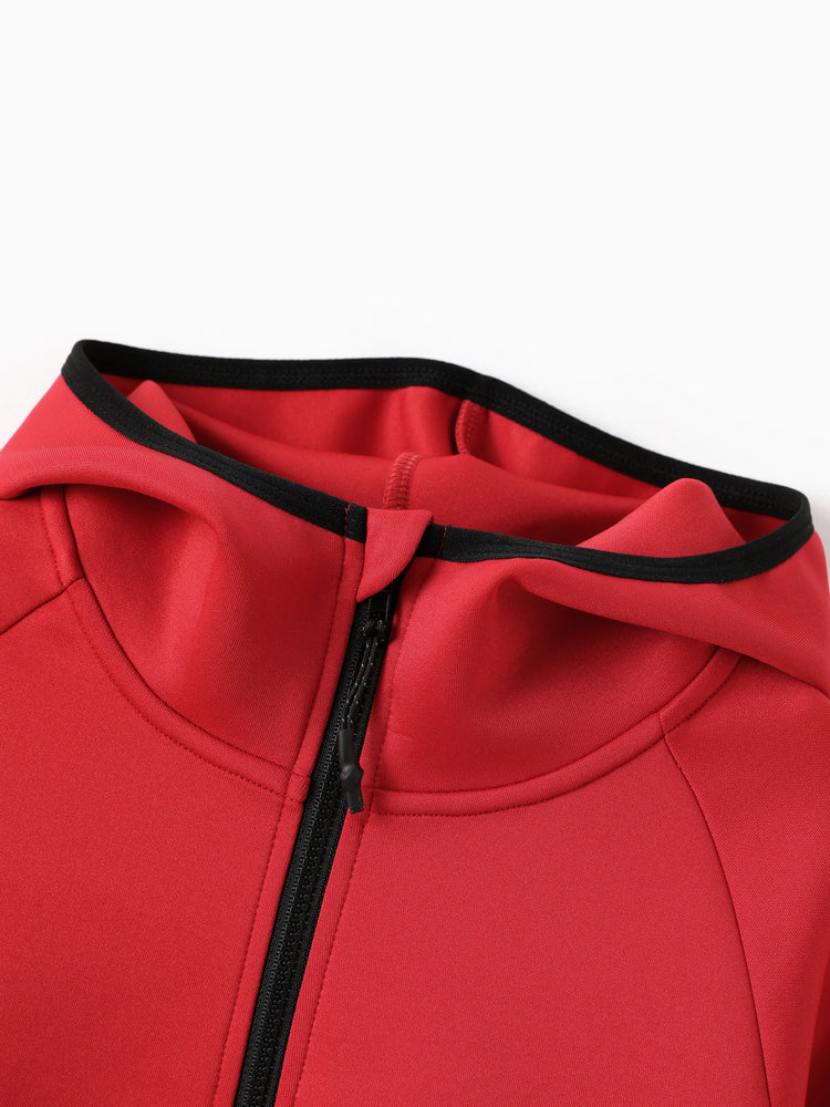 boys zip up black hoodie lightweight jacket stretchy air layer sweatshirt with full zipper red
