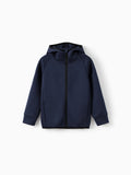 boys zip up black hoodie lightweight jacket stretchy air layer sweatshirt with full zipper dark blue