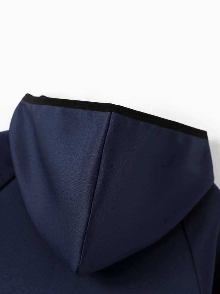 boys zip up black hoodie lightweight jacket stretchy air layer sweatshirt with full zipper dark blue