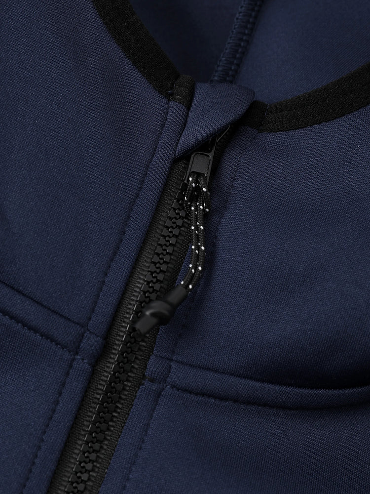 boys zip up black hoodie lightweight jacket stretchy air layer sweatshirt with full zipper dark blue