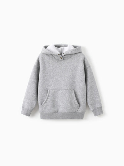 Boys and Girl Solid Color Thermal Hoodie with Far Infrared Heat-Retaining Fabric Grey