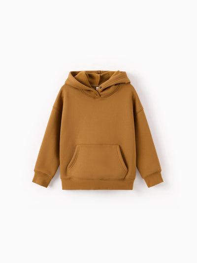 Boys and Girl Solid Color Thermal Hoodie with Far Infrared Heat-Retaining Fabric Brown