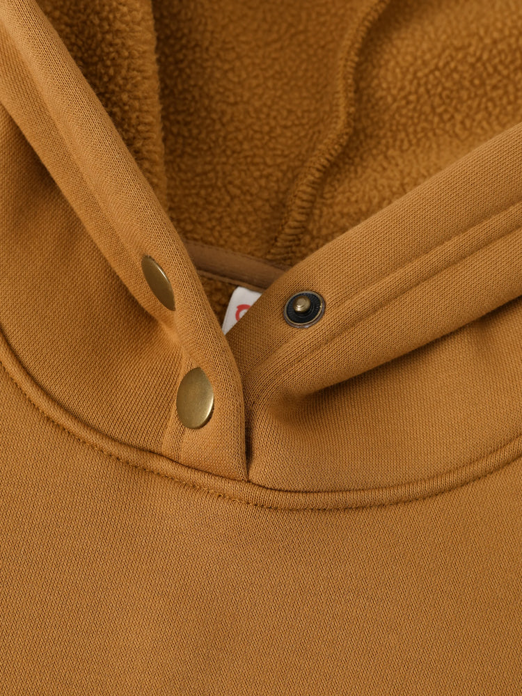 Boys and Girl Solid Color Thermal Hoodie with Far Infrared Heat-Retaining Fabric Brown