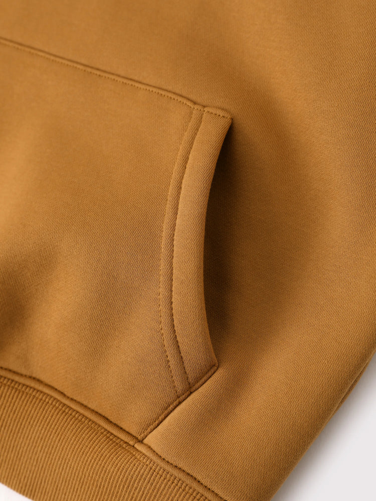 Boys and Girl Solid Color Thermal Hoodie with Far Infrared Heat-Retaining Fabric Brown