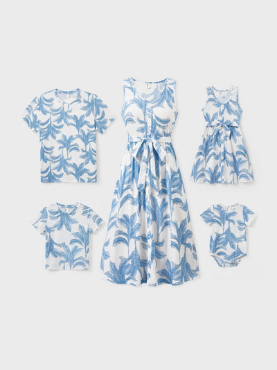 Ensemble de costumes assortis décontractés à fleurs cassées pour la famille, unisexe, bleu clair