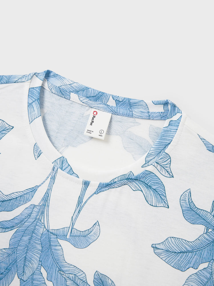 Casual Broken Flower Family Matching Suits Unisex Light Blue