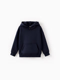 Boys and Girl Solid Color Thermal Hoodie with Far Infrared Heat-Retaining Fabric Dark Blue