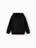 Boys and Girl Solid Color Thermal Hoodie with Far Infrared Heat-Retaining Fabric Black