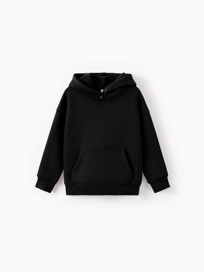 Boys and Girl Solid Color Thermal Hoodie with Far Infrared Heat-Retaining Fabric Black