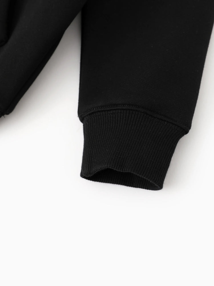 Boys and Girl Solid Color Thermal Hoodie with Far Infrared Heat-Retaining Fabric Black