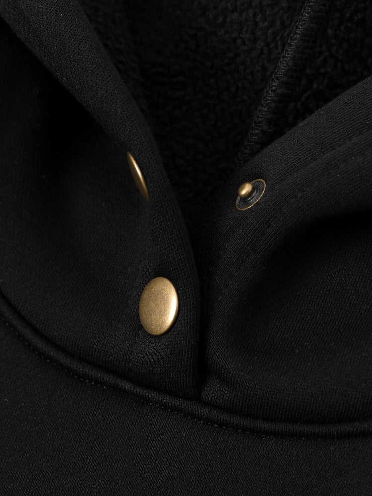 Boys and Girl Solid Color Thermal Hoodie with Far Infrared Heat-Retaining Fabric Black